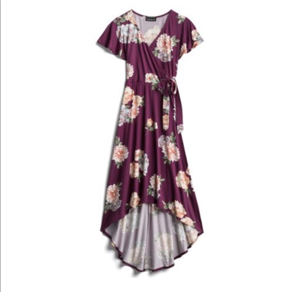 Fortune + Ivy Faux Wrap Brushed Knit Maxi Dress